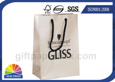 Costume Custom Paper Shopping Bags With Cotton Grosgrain Handle