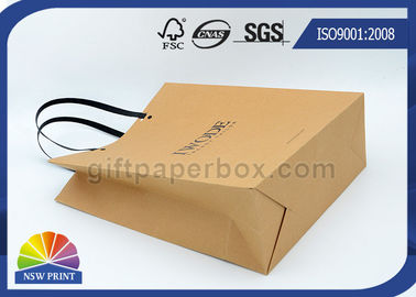 Logo Printed Kraft Paper Bags Plastic Handles Brown Paper Shopping Bags FOR Garment