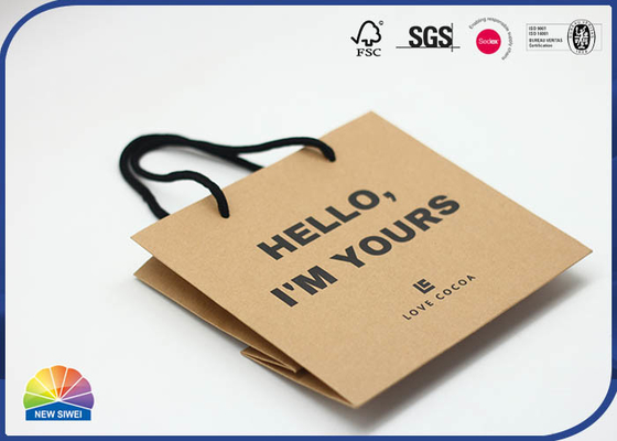4C Customized Size Logo Kraft Paper Bags With Nylon Handle