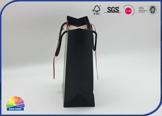 Black Custom Size Luxury Printed Logo Paper Gift Bag With Handle