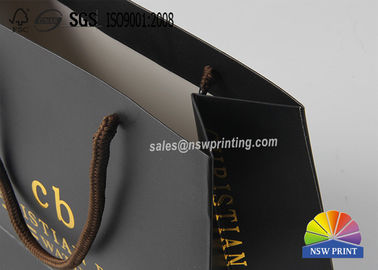 Logo Gold Foil Hot Stamping Black Matte Paper Grocery Bags Fashion Gift Bags
