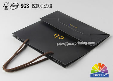 Logo Gold Foil Hot Stamping Black Matte Paper Grocery Bags Fashion Gift Bags