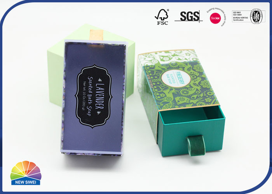 Cardboard Inner Drawer Paper Box PET Material Cover With Flocking Ribbon
