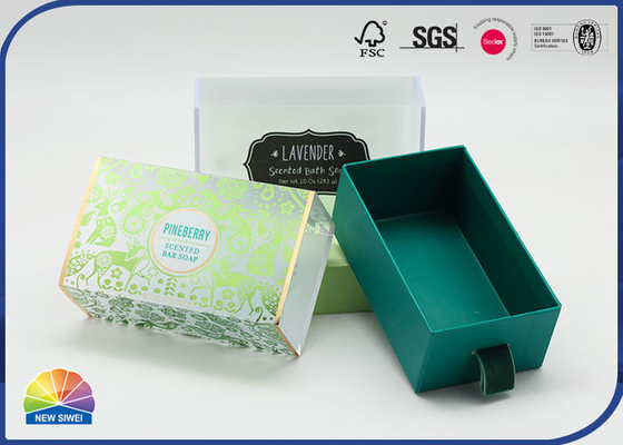 Cardboard Inner Drawer Paper Box PET Material Cover With Flocking Ribbon