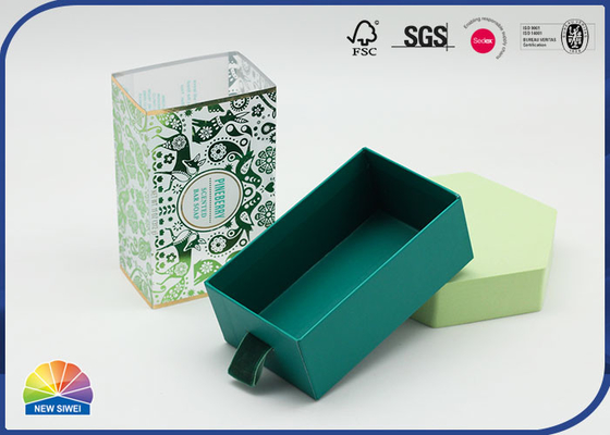 Cardboard Inner Drawer Paper Box PET Material Cover With Flocking Ribbon