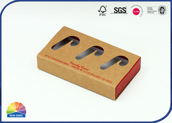 Candy Cane Die Cut Window Lade Kraft Paper Box Matte Lak