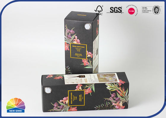 Zwart Kraftpapier-Document die Kartonvakje het Gouden Stempelen van Aromatherapy vouwen